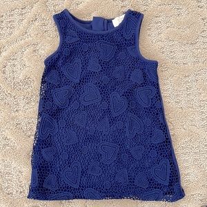 Kate Spade Navy Blue Lace Hearts Sleeveless Dress. Size 2